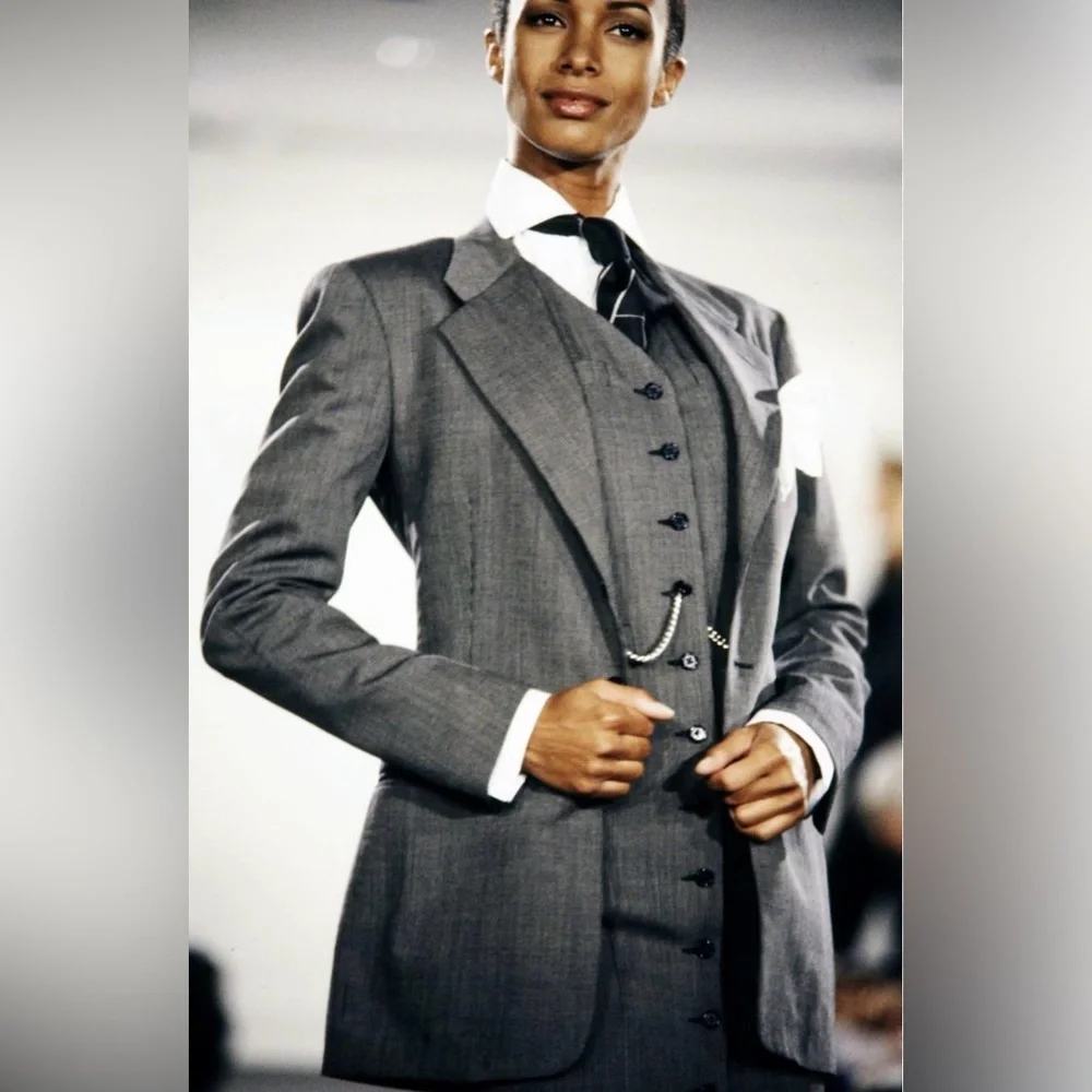 Vintage Ralph Lauren Collection 90s Pencil Dress Sheath Button Up Long Blazer 6 - Picture 2 of 16